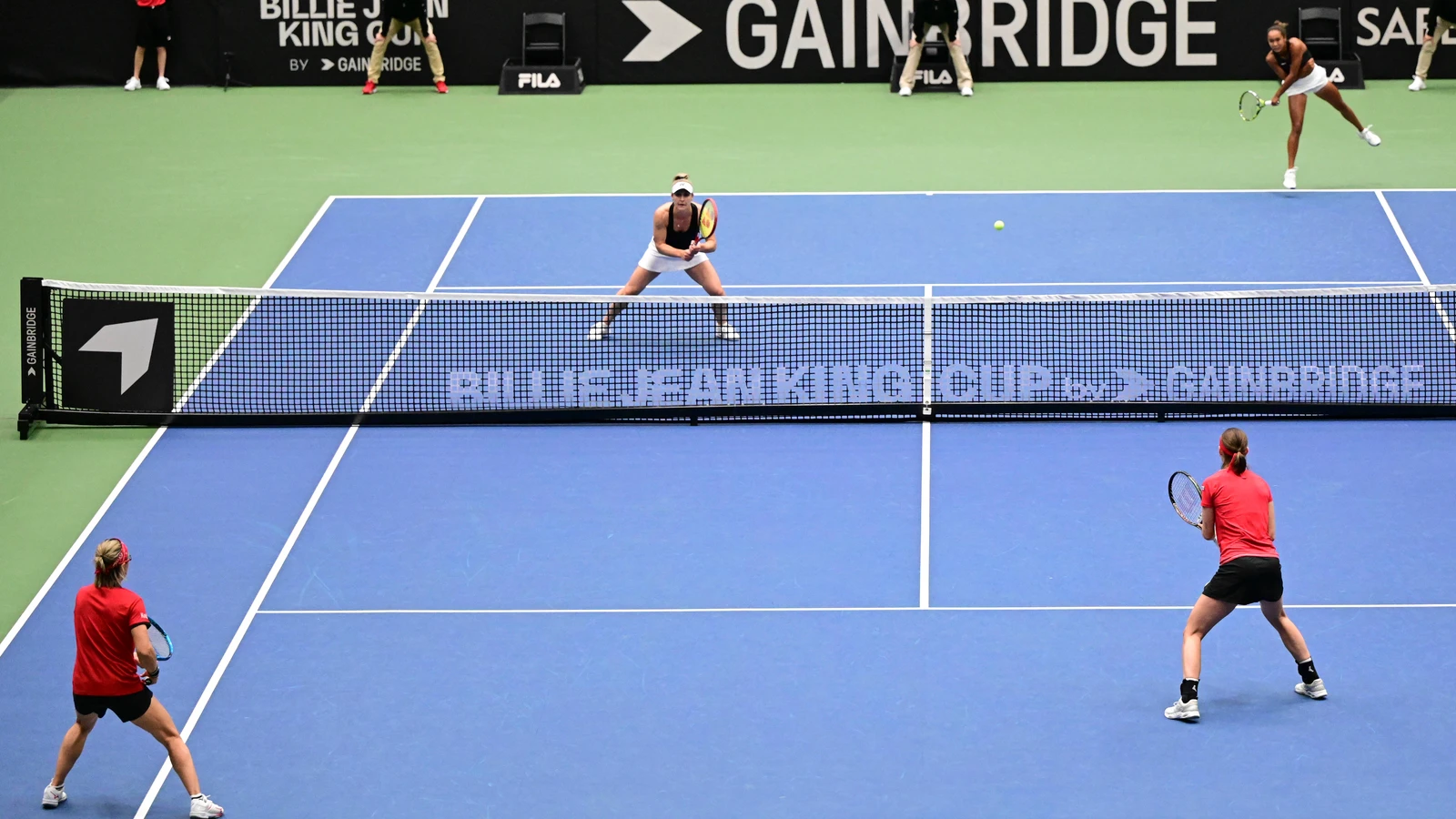 Women compete in Billie Jean King Cup tennis at Vancouver’s Pacific Coliseum on April 15, 2023. File photo; Denman Arena and the 1936 fire are not shown.
