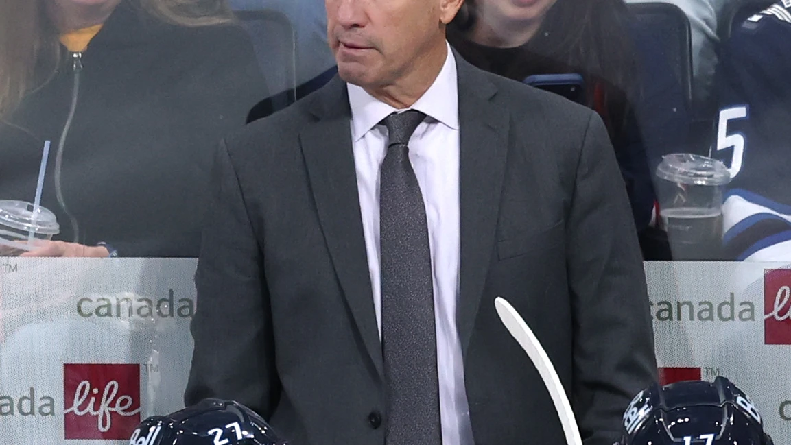 Winnipeg Jets head coach Scott Arniel watches from the bench during a game against the Carolina Hurricanes at Canada Life Centre.