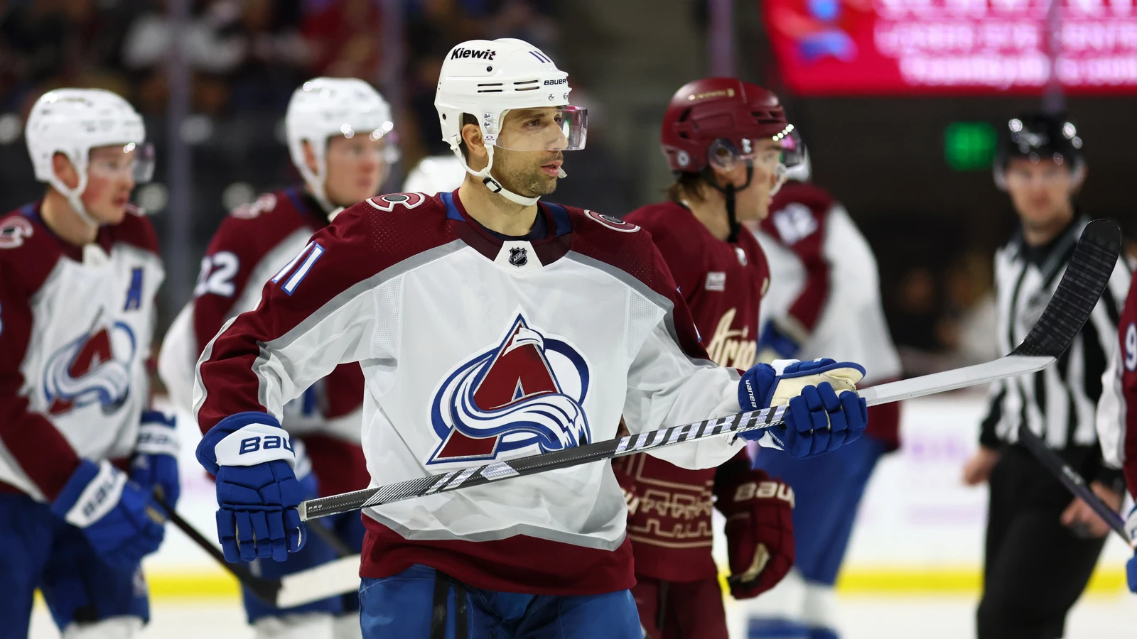 File photo: Colorado Avalanche forward Andrew Cogliano skates against the Arizona Coyotes in a Nov. 30, 2023 game in Tempe.