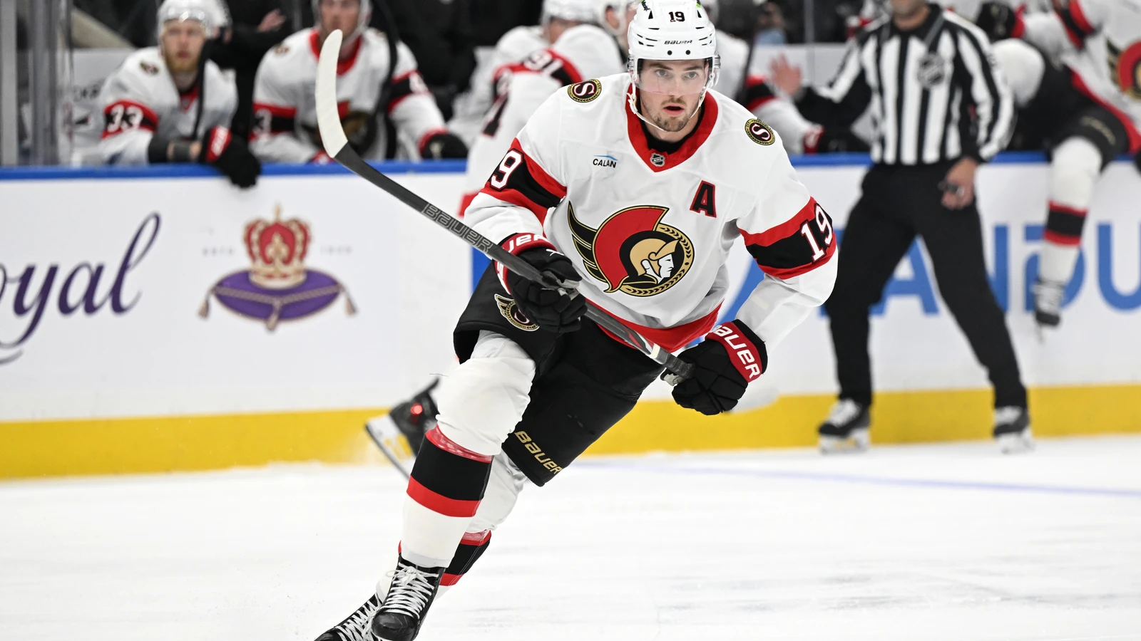 File photo: Ottawa Senators forward Drake Batherson skates during a game against the Toronto Maple Leafs at Scotiabank Arena.