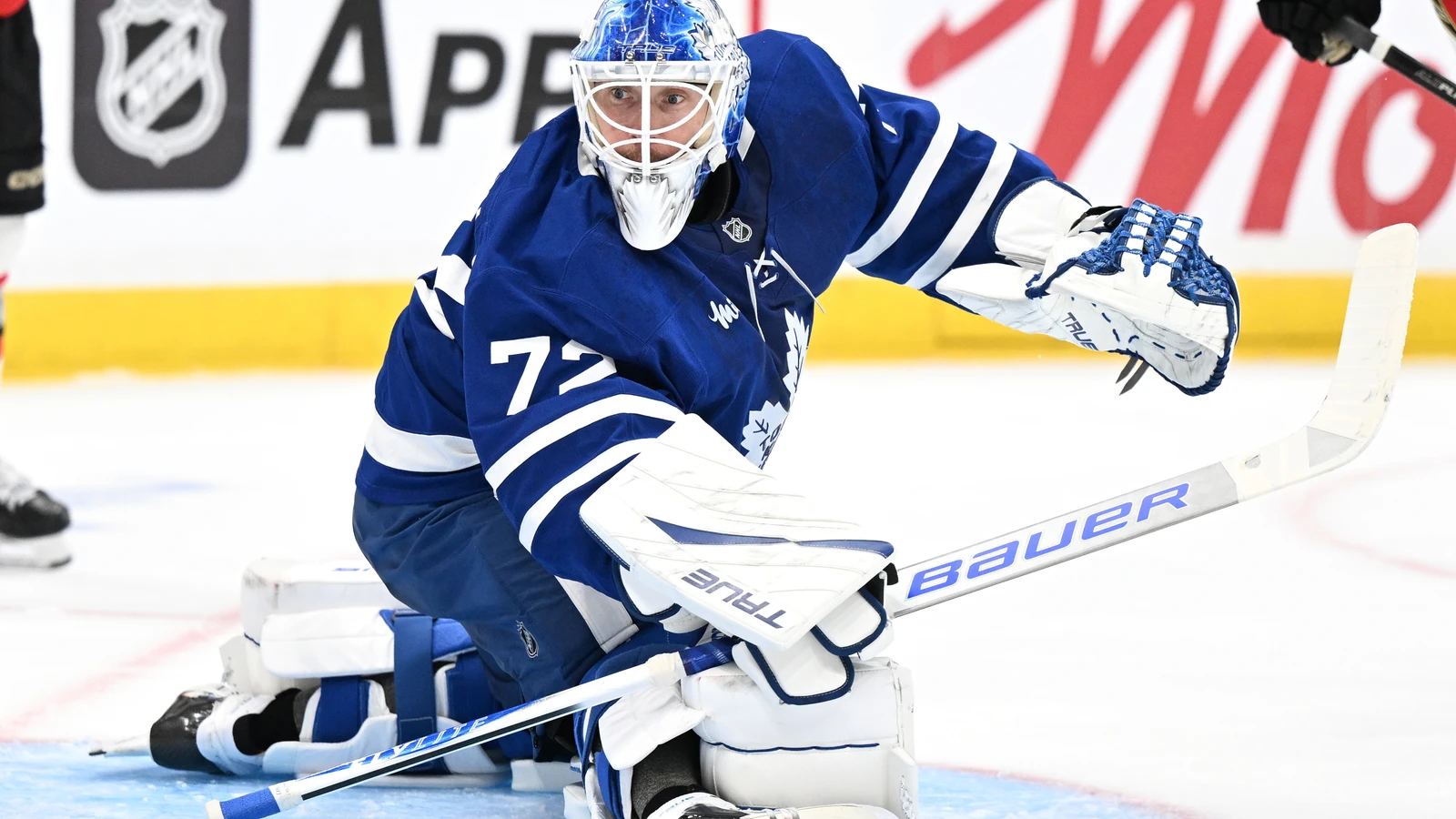 File photo: Toronto Maple Leafs goaltender Sergei Bobrovsky follows the puck after making a save against Ottawa.