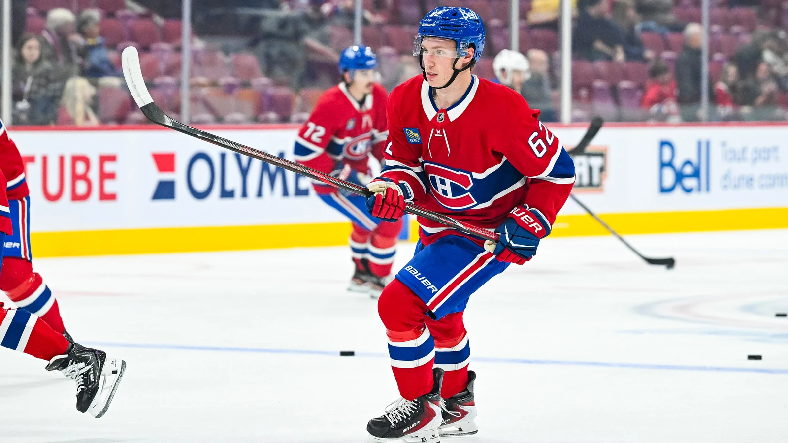 File photo: Montreal Canadiens centre Owen Beck skates during warm-up at Bell Centre.