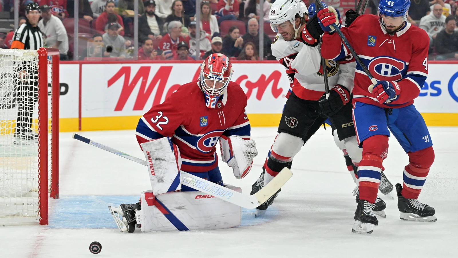 File photo: Montreal Canadiens goaltender Jacob Fowler makes a save during a preseason game against the Ottawa Senators at the Bell Centre on Sept. 26, 2026.