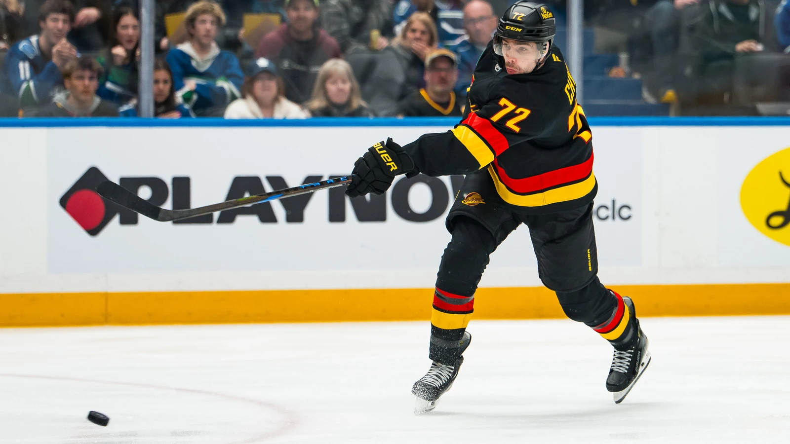 File photo: Vancouver Canucks forward Filip Chytil shoots against the Toronto Maple Leafs in Vancouver on Jan. 31, 2026.