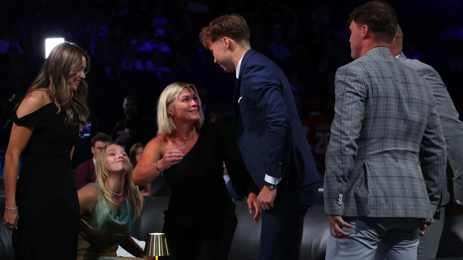 File photo: Adam Novotny reacts after the Vancouver Canucks selected him 24th overall at the 2026 NHL Draft in Buffalo on June 26, 2026.