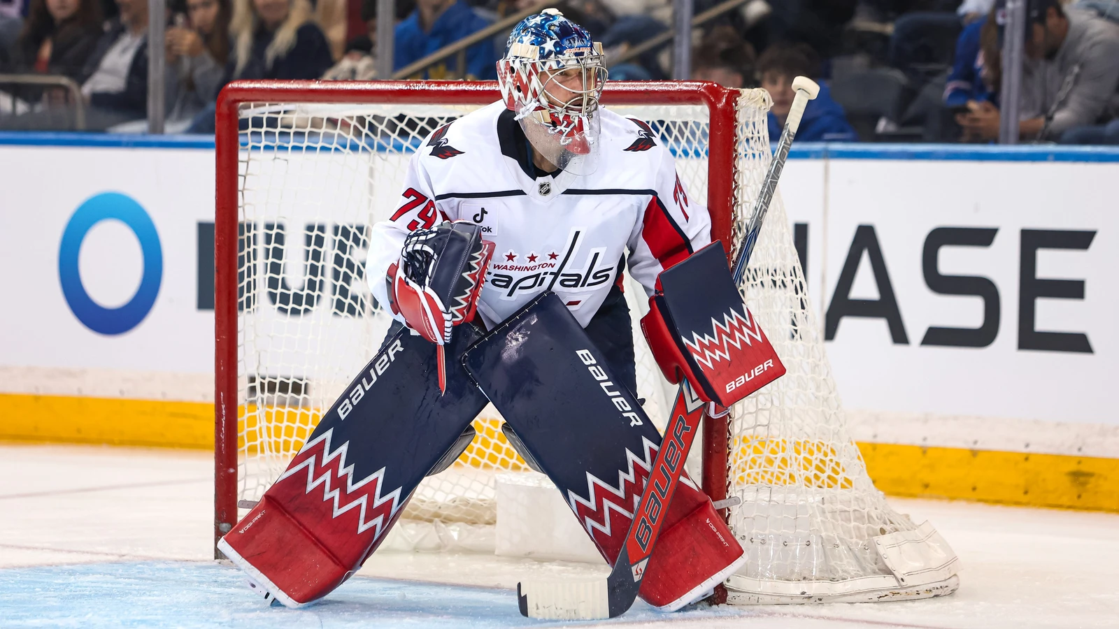 File photo: Washington Capitals goaltender Charlie Lindgren watches the puck against the New York Rangers in New York on Apr. 5, 2026.