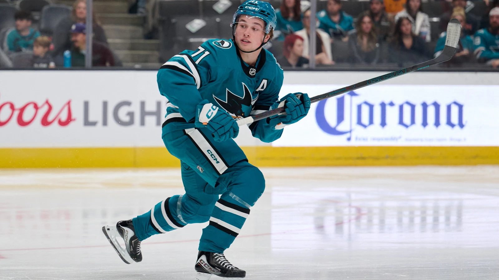 File photo: San Jose Sharks centre Macklin Celebrini skates against the Anaheim Ducks during a preseason game at SAP Center on Sept. 24, 2026.
