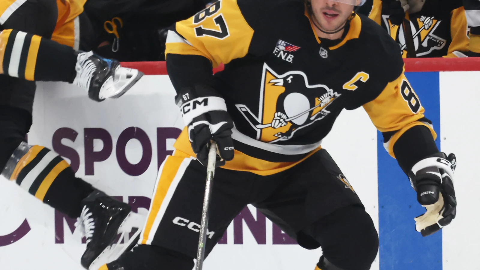 File photo: Pittsburgh Penguins captain Sidney Crosby handles the puck against the Winnipeg Jets at PPG Paints Arena.