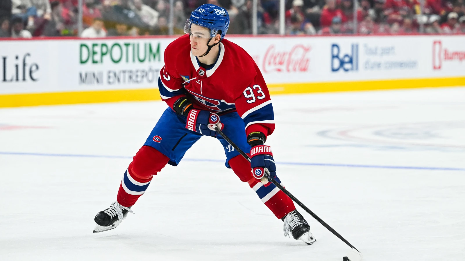 File photo: Montreal Canadiens forward Ivan Demidov plays the puck against the Toronto Maple Leafs at Bell Centre.