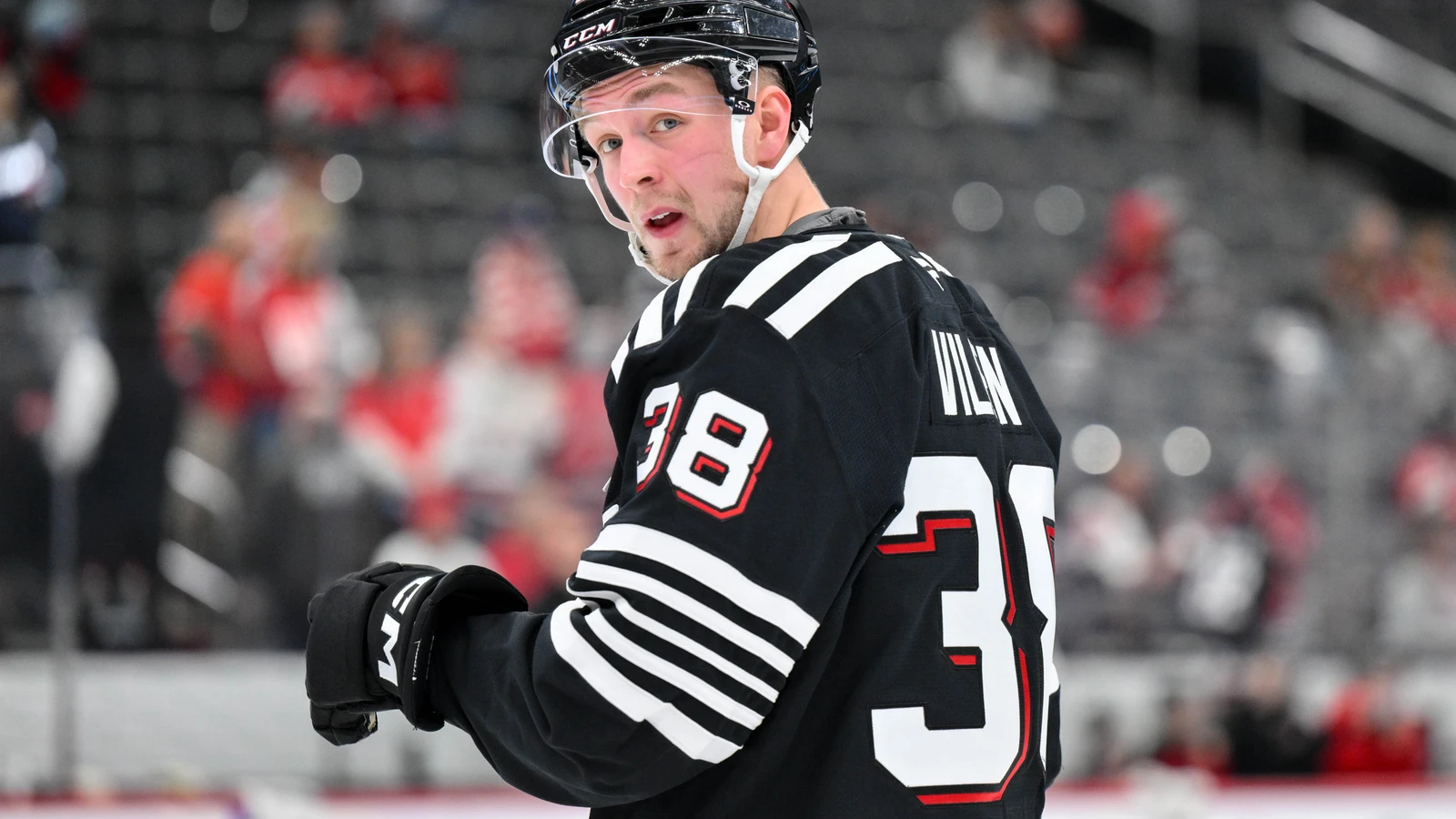 Topias Vilen warms up for the New Jersey Devils before facing Ottawa at Prudential Center on April 12, 2026. File photo.