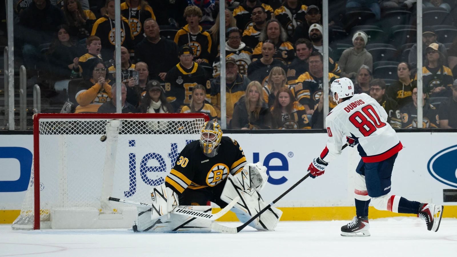 File photo: Boston Bruins goaltender Michael DiPietro faces a shootout attempt at TD Garden.