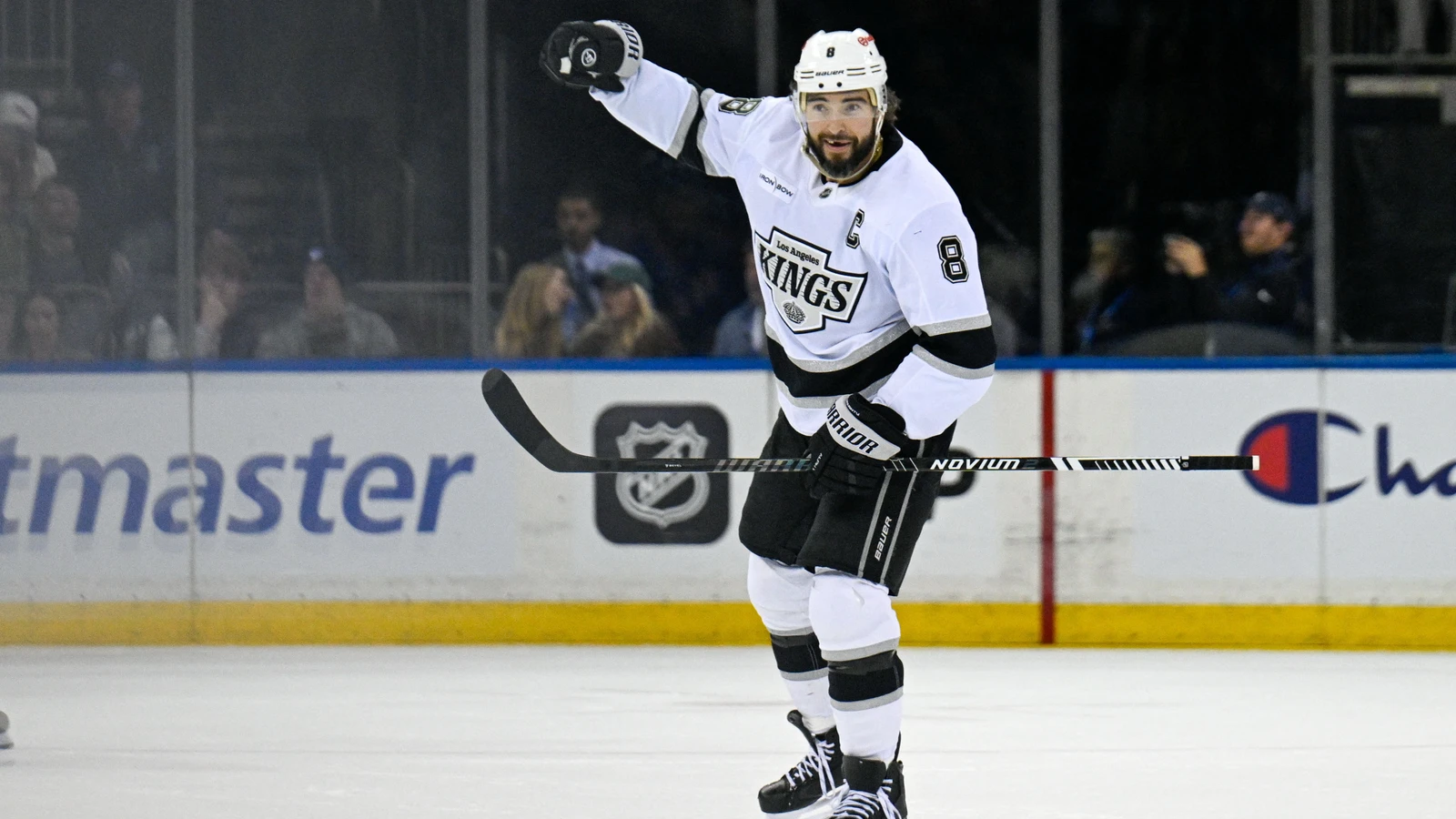 Drew Doughty celebrates his goal for the Los Angeles Kings against the New York Rangers at Madison Square Garden.
