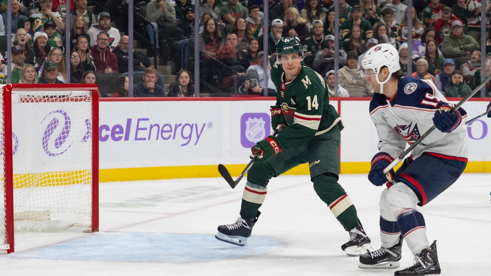 File photo: Columbus Blue Jackets centre Adam Fantilli pursues the puck against the Minnesota Wild at Grand Casino Arena.