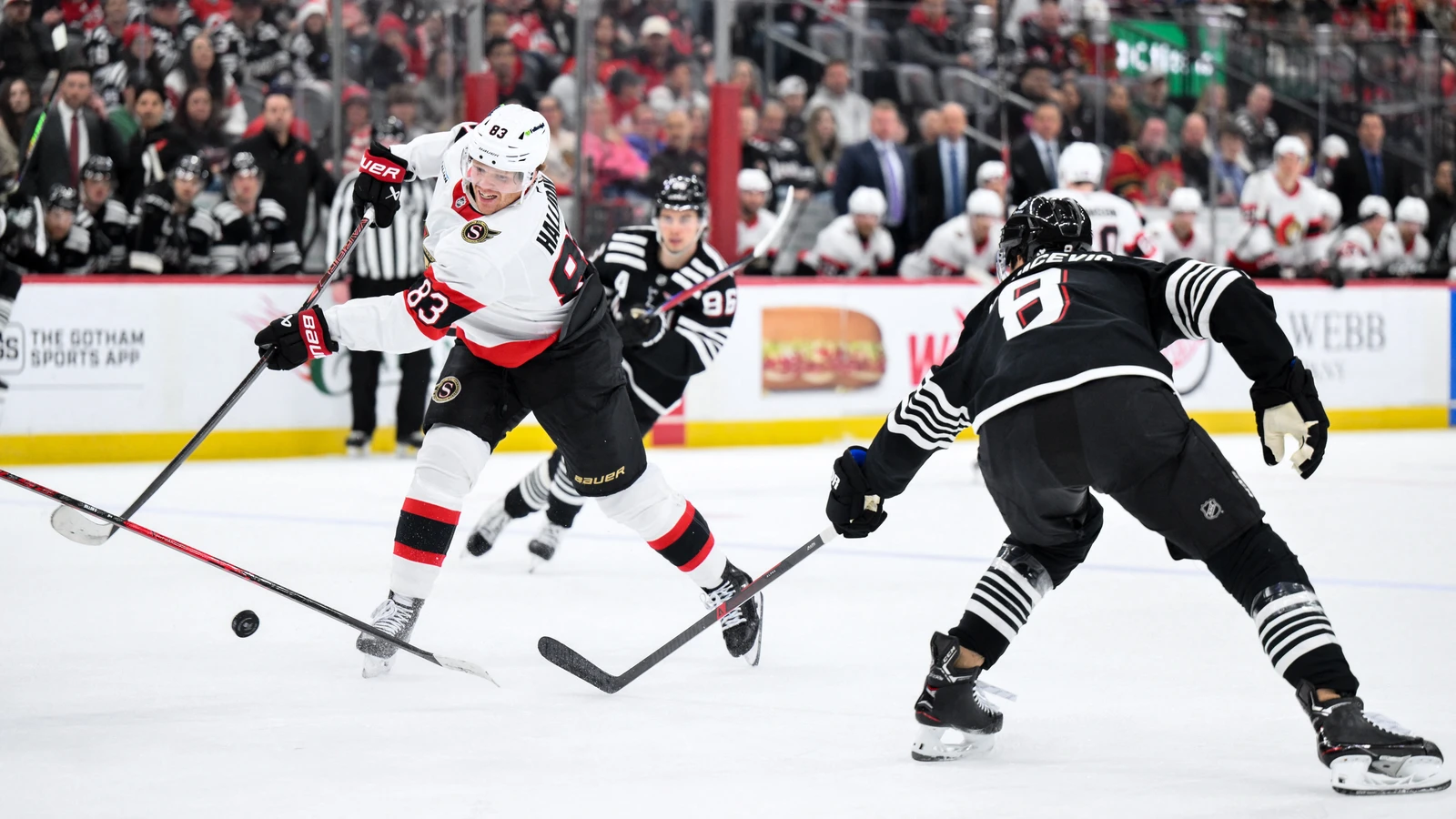 File photo: Ottawa Senators centre Stephen Halliday shoots the puck during a game against the New Jersey Devils in Newark.