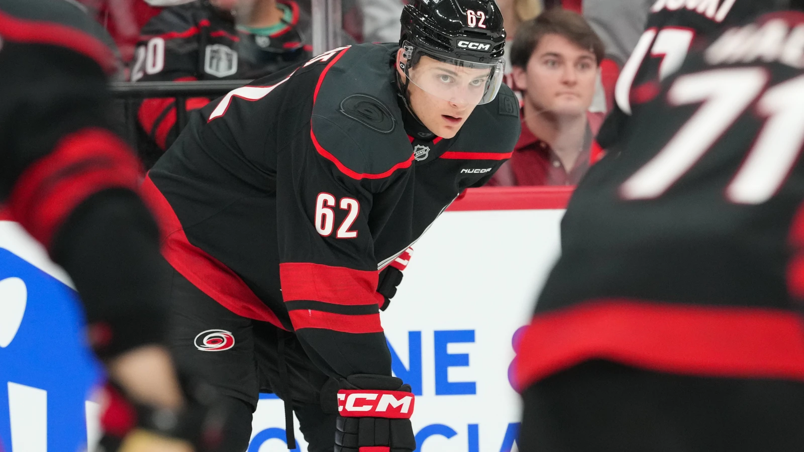 File photo: Carolina Hurricanes defenceman Charles Alexis Legault waits for a faceoff against the Florida Panthers at Lenovo Center.