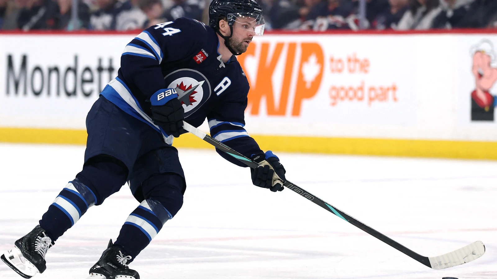 File photo: Winnipeg Jets defenceman Josh Morrissey skates with the puck against the Seattle Kraken in Winnipeg on April 6, 2026.