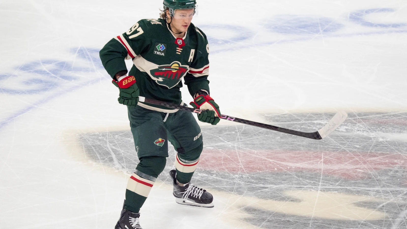 File photo: Minnesota Wild forward Kirill Kaprizov skates against the Columbus Blue Jackets at Grand Casino Arena.