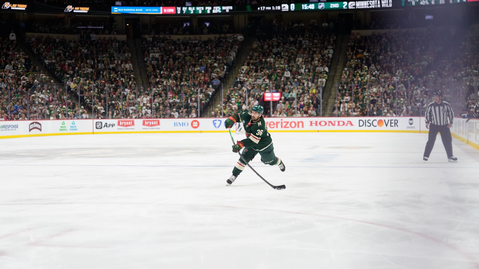 Mats Zuccarello shoots for Minnesota against Colorado on May 9, 2026. File photo.