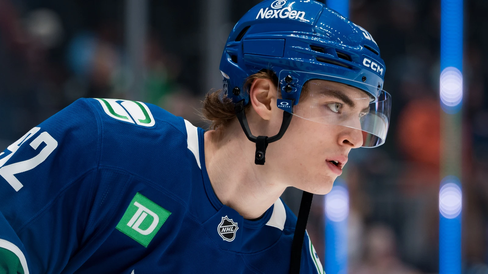 File photo: Vancouver Canucks forward Liam Öhgren during warm-up before a game against the Los Angeles Kings in Vancouver on April 14, 2026.