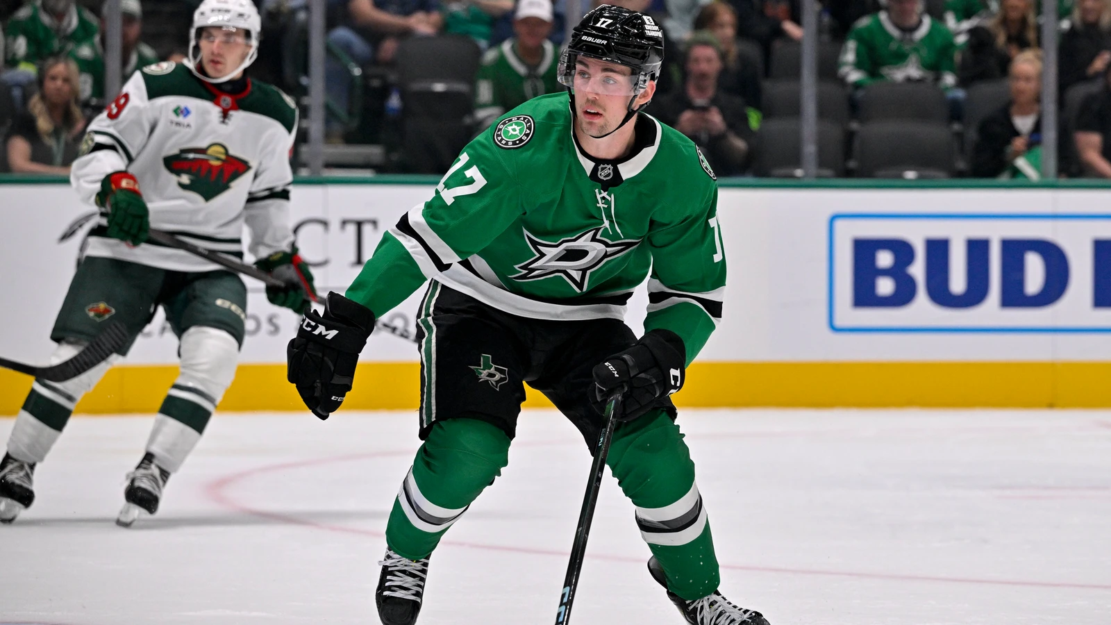 Kole Lind skates for the Dallas Stars against Minnesota at American Airlines Center on September 23, 2025. File photo.