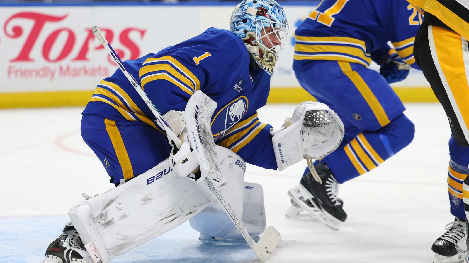 File photo: Buffalo Sabres goalie Ukko-Pekka Luukkonen tracks play during a preseason game against Pittsburgh at KeyBank Center on September 26, 2026.