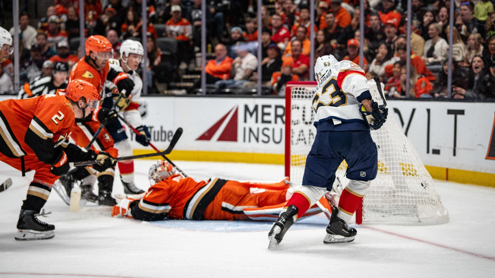 File photo: Brad Marchand shoots toward the Anaheim Ducks net during a game at Honda Center.