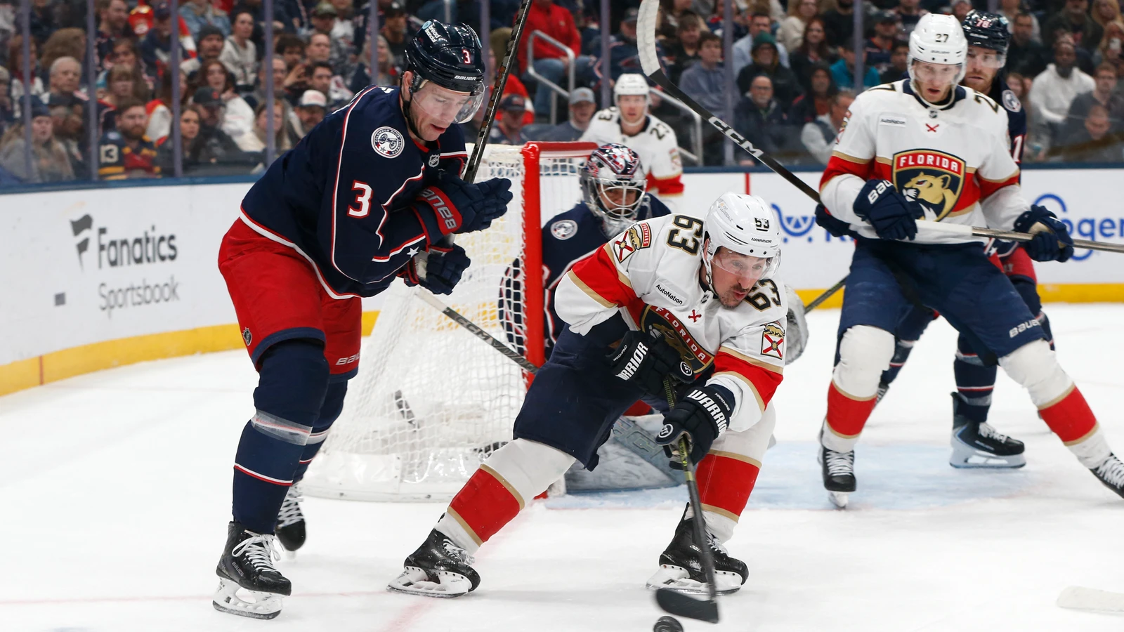 File photo: Florida Panthers winger Brad Marchand chases a loose puck during a game against the Columbus Blue Jackets at Nationwide Arena.