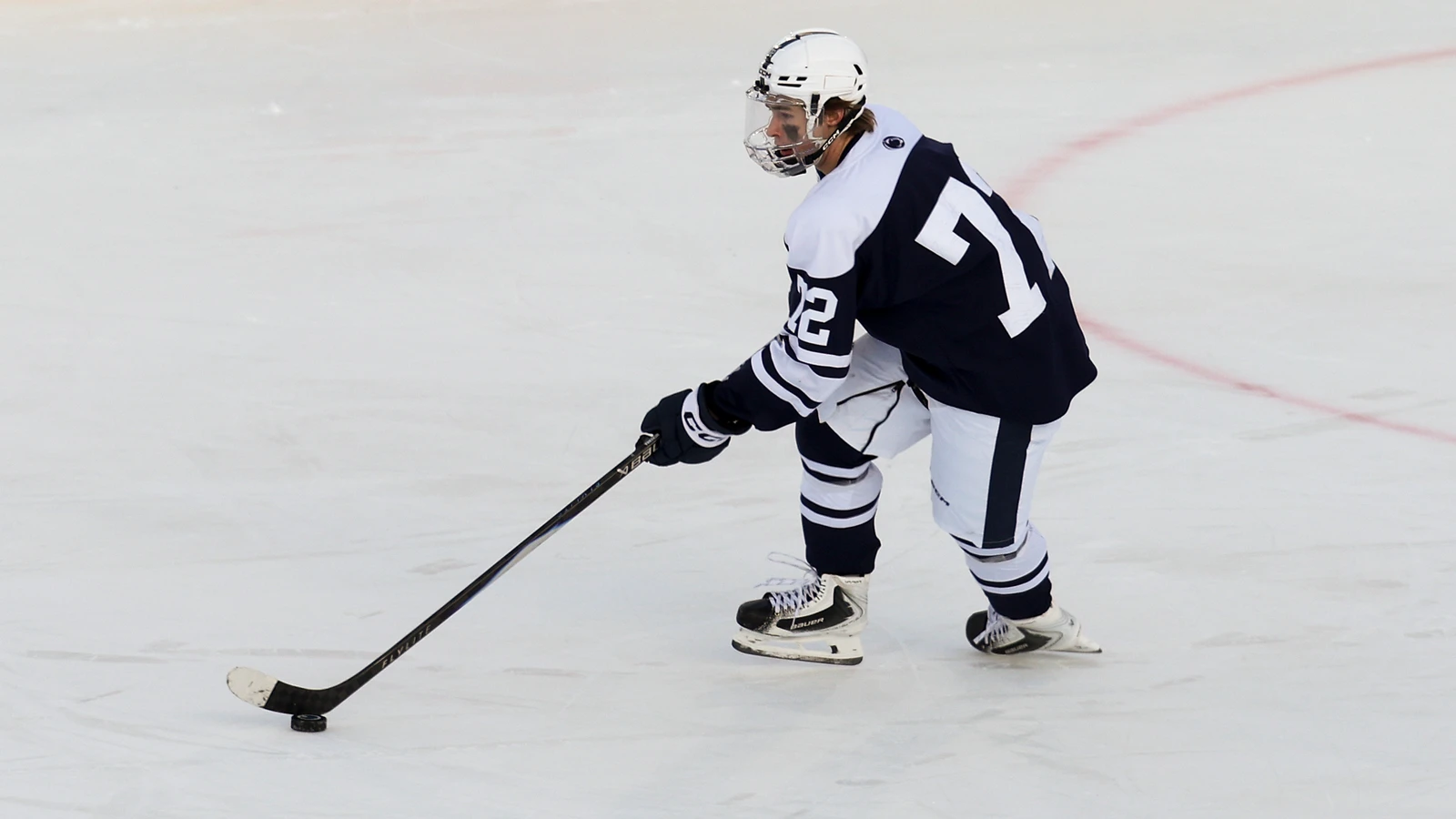 Gavin McKenna carries the puck for Penn State against Michigan State on Jan. 31, 2026. File photo.