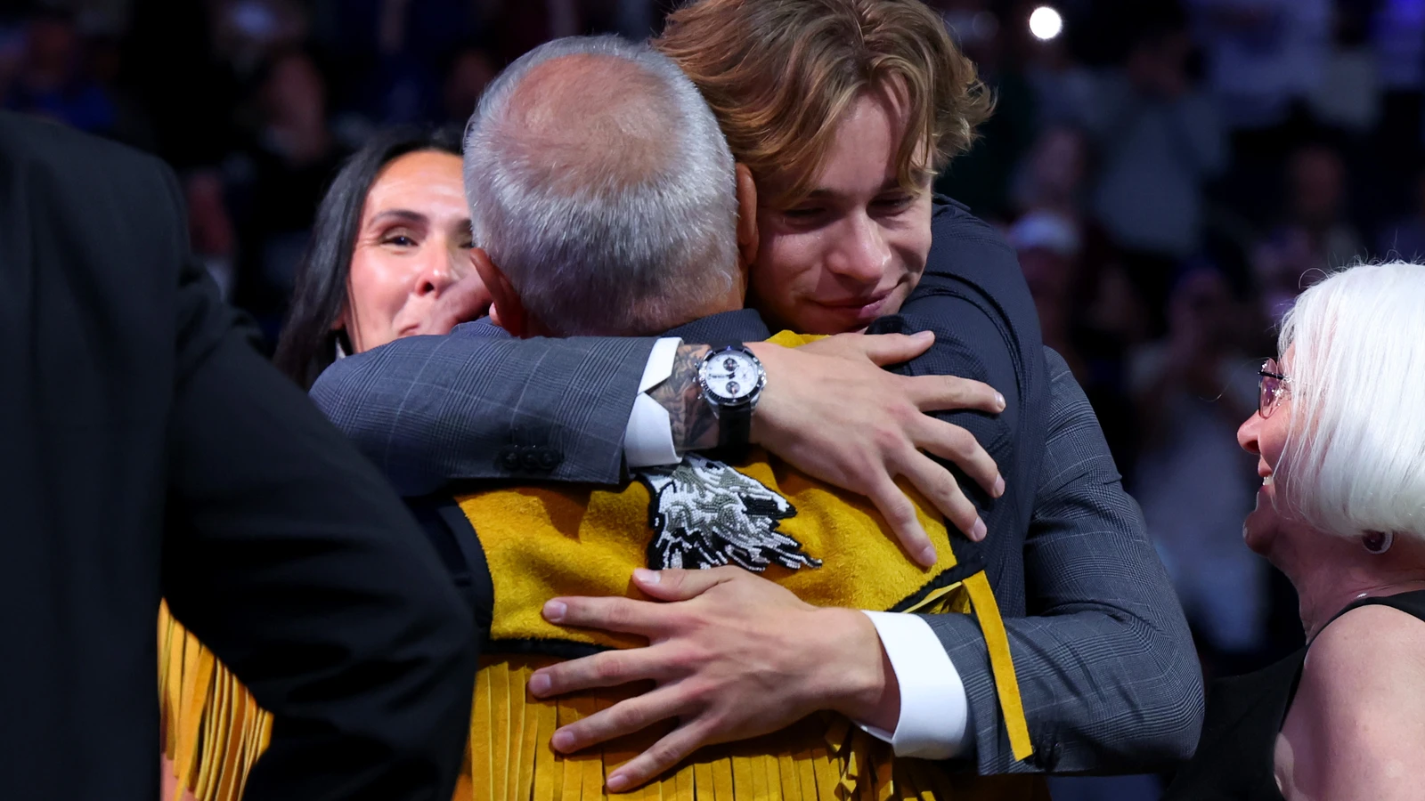 Gavin McKenna reacts after Toronto selects him first overall at the NHL Draft on June 26, 2026. File photo.