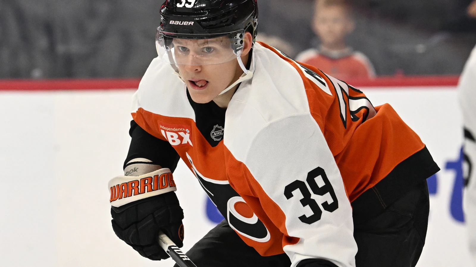 Matvei Michkov skates during the Philadelphia Flyers game against the Colorado Avalanche at Xfinity Mobile Arena.