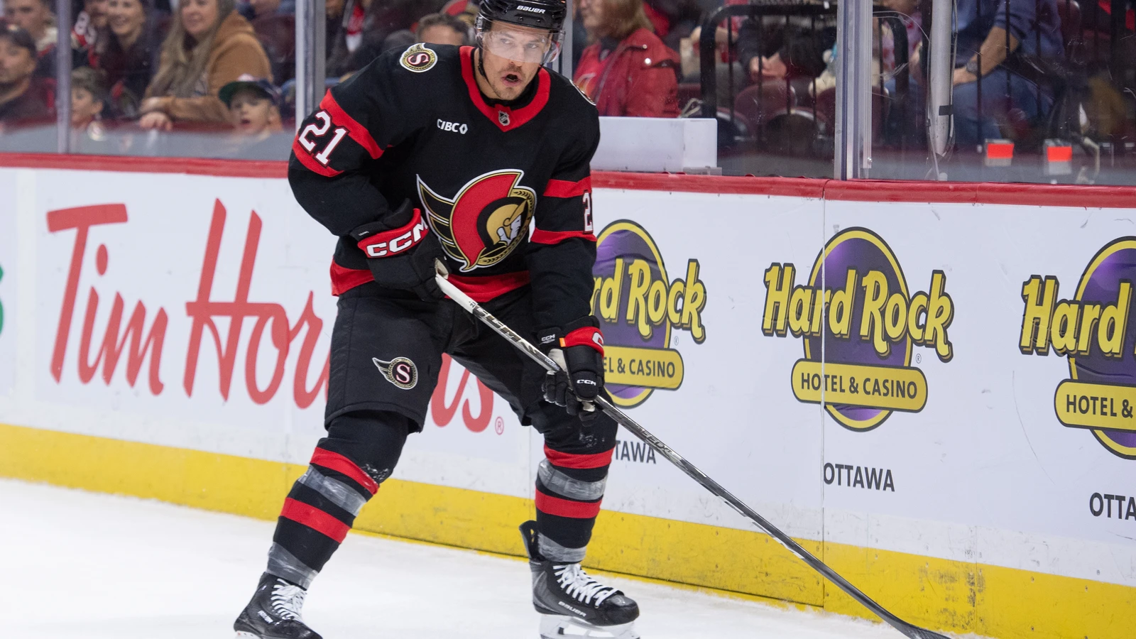 File photo: Ottawa Senators forward Nick Cousins skates with the puck at the Canadian Tire Centre.