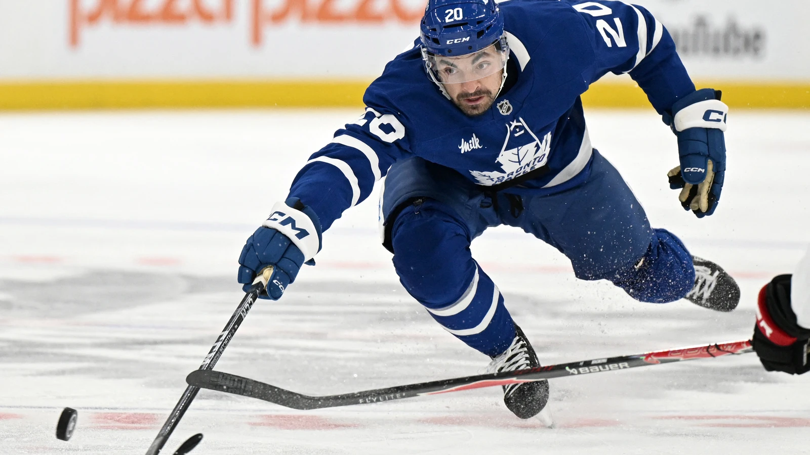 Nick Paul (20) breaks up a pass for Toronto against Ottawa in the first period of their September 23, 2026 preseason game.