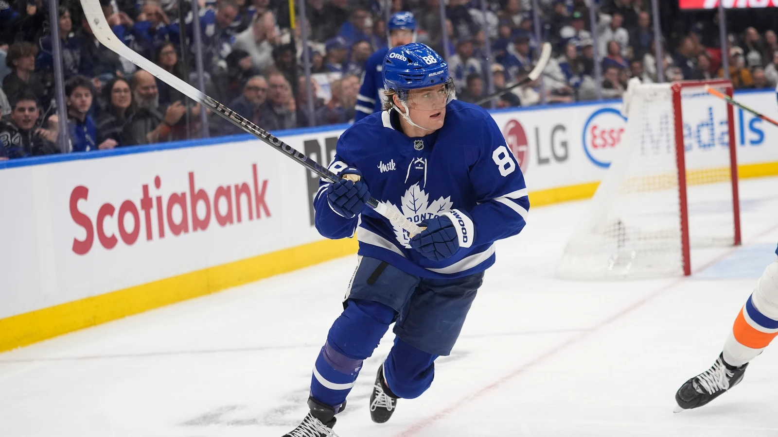 File photo: Toronto Maple Leafs forward William Nylander skates against the New York Islanders at Scotiabank Arena.