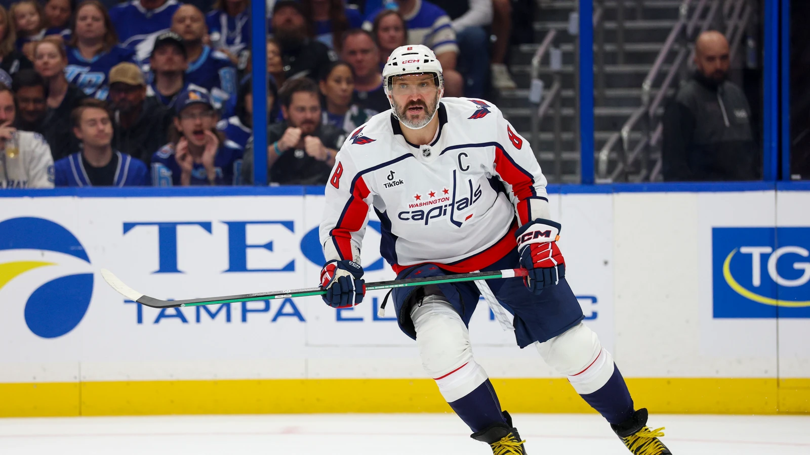 File photo: Washington Capitals captain Alex Ovechkin skates during a game against the Tampa Bay Lightning.