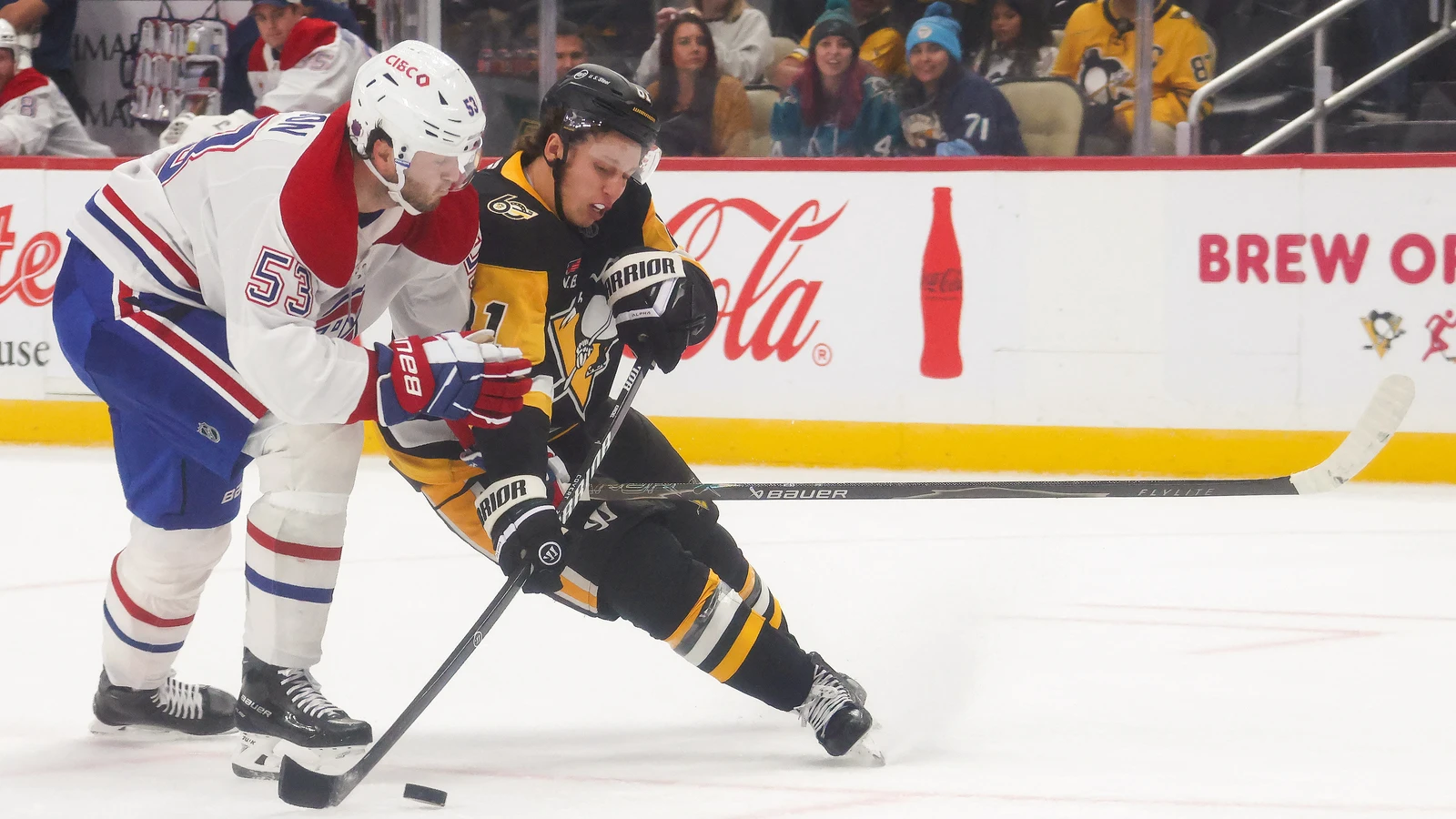 File photo: Pittsburgh Penguins centre Ben Kindel skates towards the net as Montreal Canadiens defenceman Noah Dobson defends at PPG Paints Arena.