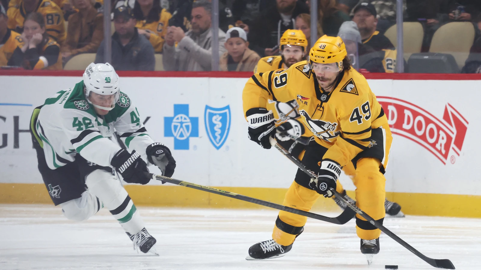 File photo: Pittsburgh Penguins defenceman Samuel Girard moves the puck while a Dallas Stars player defends at PPG Paints Arena.