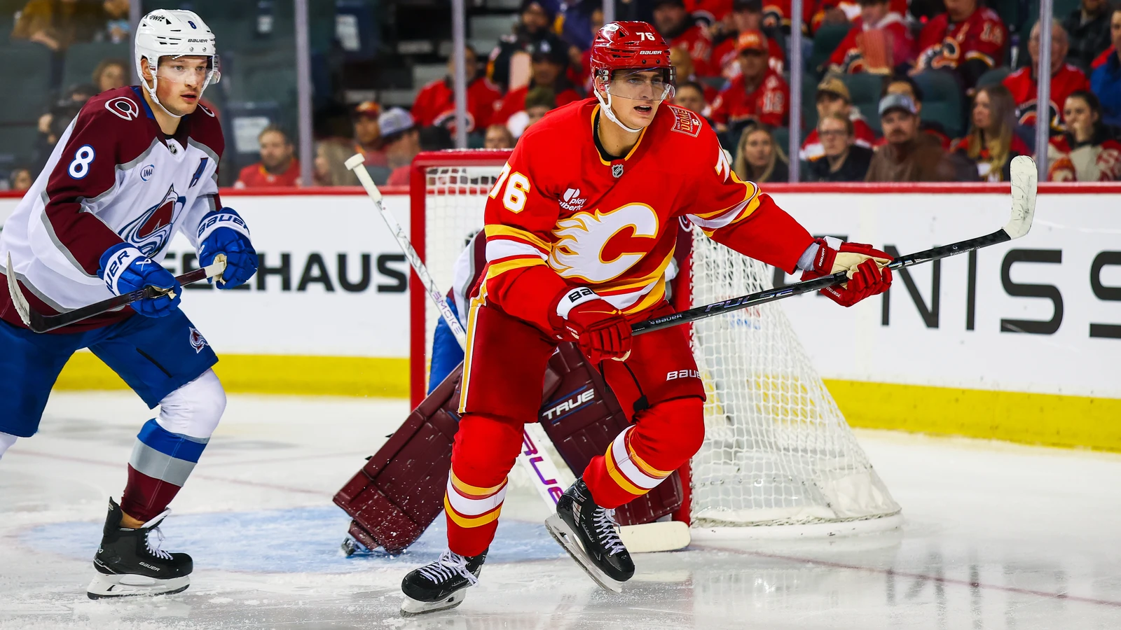 File photo: Calgary Flames centre Martin Pospisil skates with his stick during a game against the Colorado Avalanche at Scotiabank Saddledome.
