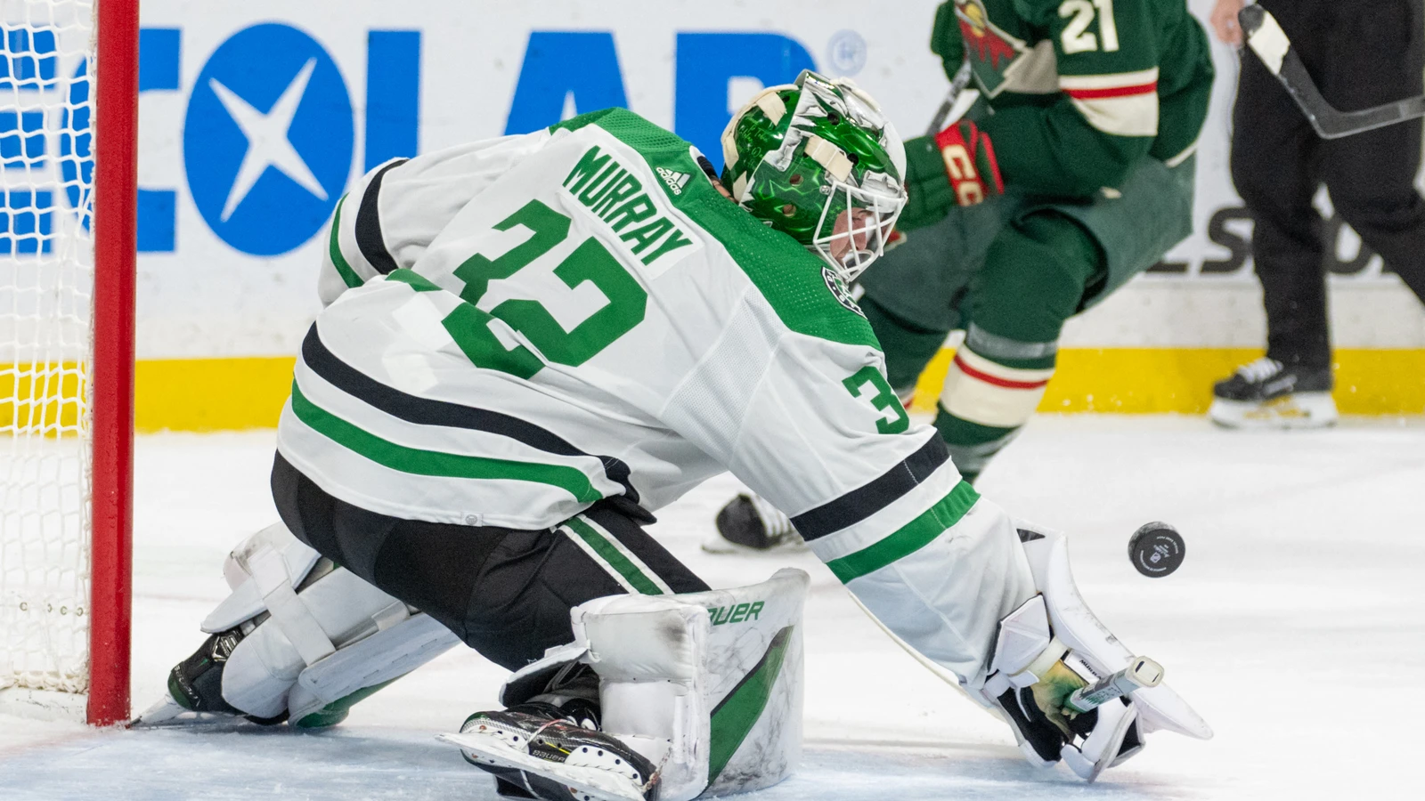 File photo: Matt Murray makes a save for the Dallas Stars against the Minnesota Wild at Xcel Energy Center.