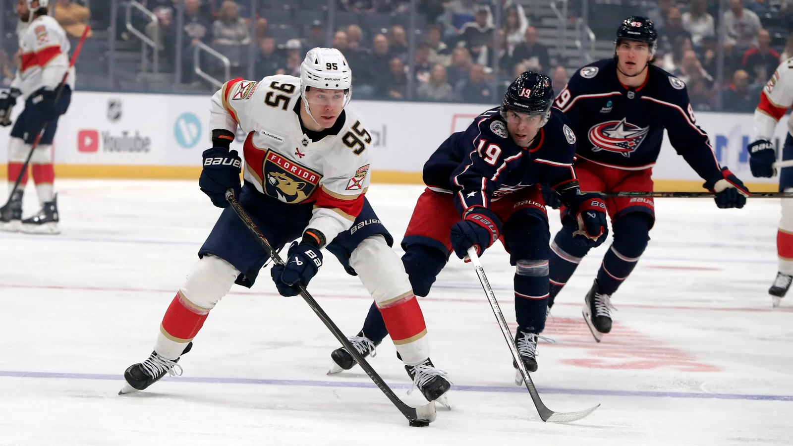 File photo: Florida Panthers forward Sandis Vilmanis controls the puck during a game in Columbus.