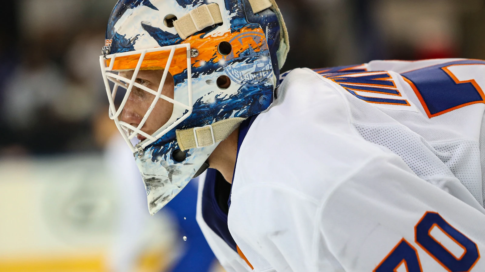 Henrik Tikkanen skates in goal for the New York Islanders against the Rangers on September 24, 2024. File photo.