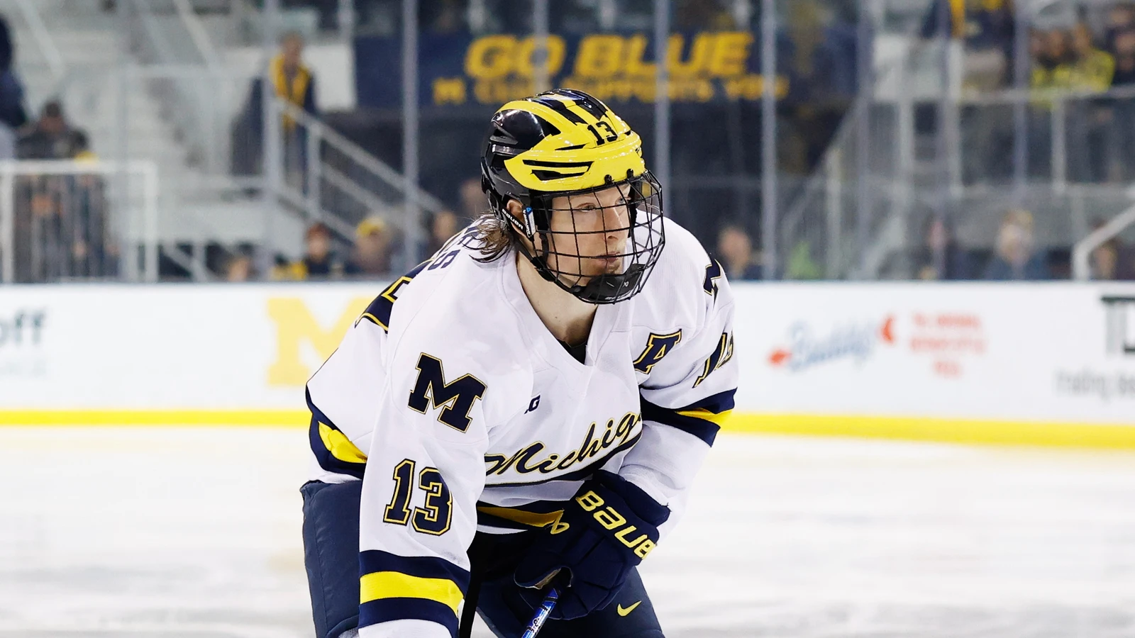 File photo: T.J. Hughes skates for the Michigan Wolverines against Penn State at Yost Arena in Ann Arbor on March 7, 2025.