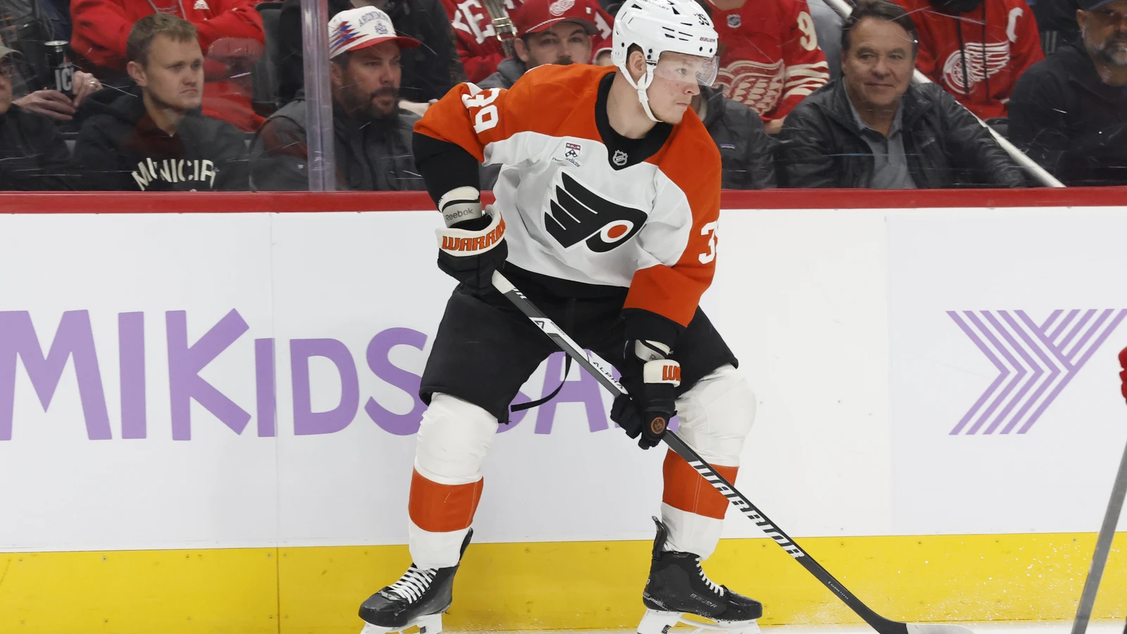 File photo: Philadelphia Flyers forward Matvei Michkov carries the puck against the Detroit Red Wings at Little Caesars Arena on Oct. 15, 2026.